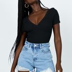 Princess Polly Anne Distressed Light Wash Denim Shorts Photo 0