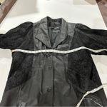 wilson's leather Vintage 80s Wilsons Black‎ Leather Paisley Print Long Sleeve Coat Size M Photo 11