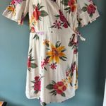 Old Navy Wrap Dress XL White Floral Hawaiian V Neck Short Sleeve Casual Feminine Photo 1