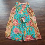 Farm Rio NWOT  Vibrant Orange Teal Floral Bohemian Wide-Leg Pants Size Small Photo 4
