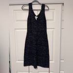 Soft Surroundings  Sweater Knit Dress Navy Blue Gold Brown Tassel Belt Fall Photo 2