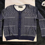 July Studio Navy Blue Floral Pattern Cardigan Button Photo 0