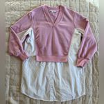 English Factory Oversized Pink V-neck Sweatshirt Poplin Dress Preppy - XS Photo 3