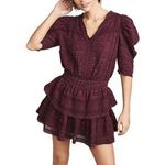 Love Shack Fancy  Marissa Plum Floral Embroidered Puff Sleeve V-Neck Mini Dress S Photo 0
