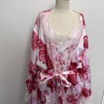 Amoureuse Plus 5X The Luxe Satin Long Peignoir Set 2 Piece Floral Romantic Sexy Pink Photo 2