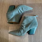Halmanera Turquoise Blue Studded Ankle Booties Zip Heel 36 / 6 Photo 4