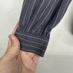 Loft  Petite XSP Women’s Navy Blue Pinstripe Button Front Blouse Long Sleeve Top Photo 2