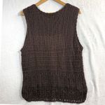 Talbots  3X Brown Hand Knit Crochet Sleeveless Tank Top Boho Y2K Woodland Fairy Photo 3