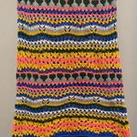 NWT THANNE Multicolor Striped Crochet Knit Unlined Halter Tie Mini Dress Yellow Size XS Photo 5