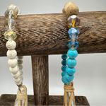 Twilight Gypsy Collective Beaded turquoise White stretch bracelets Boho tassels Blue Photo 2