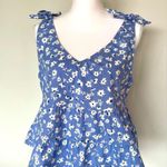 Derek Heart Blue Floral Tank with Sleeve Ties | EUC | Size XL Photo 5