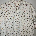 Columbia Vintage White Fish Lure Design Short Sleeve Button Down Shirt Size M Photo 5