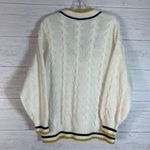 H&M Divided V Neck cable knit ivory oversized preppy sweater size Small Photo 4