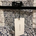 Anthropologie O.P.T Blue & White Floral Puff Sleeve Cropped Top Size Large NEW Photo 2