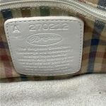 Brighton VTG Handbag Cream Pebbled Leather Brown Croc Trim Dbl Shoulder Straps Photo 8