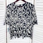 Miss Paillette Pearl Embellished Silk Pullover Blouse Black White Large Photo 6