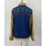 Vintage 90s Embellished Jean Jacket Beaded Denim Corduroy Sleeve Womens XL Blue Photo 7