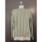 Fashion Bug Shirt Womens Medium Green Striped Wrap Surplice Top Blouse Stretch Photo 3