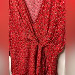 Free People  Clara Floral Print Tunic Faux Wrap Red Mini Dress NWOT Photo 2