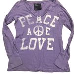 American Eagle  Purple Peace Love Graphic Long Sleeve Tee Women Large Y2K Photo 0