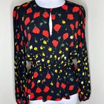 Banana Republic Blouse SMALL Rose Petal Floral Empire Waist Keyhole Long Sleeve Photo 0