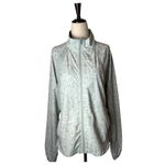 Athleta Jacket Women Medium Gray White Run With It Printed Athletic Athleisure Photo 1
