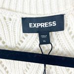 EXPRESS  Cream Knit Long Sleeves Pearl Embellished Buttons Cardigan, Size XL Photo 2