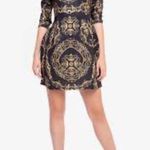 ASOS  Black and Gold Baroque Long Sleeve off shoulder mini Dress Size 4 Photo 13