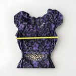 Teri Jon by Rickie Freeman Black Embroidered‎ Lace Midi Beaded Dress Women Sz 12 Purple Photo 9