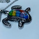 Sea Turtle Necklace Stainless Steel Multicolor Millefiori Floral Center 20 inch Photo 10