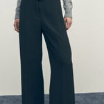 ZARA High Waisted Belted Black Wide Leg Pants Photo 0