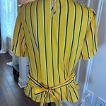 Milk and Honey  NWT striped tie waist puff sleeve blouse Photo 1