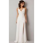 Elliatt Clementine Long Satin Gown, Ivory, XL Photo 2