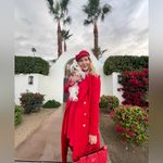 Elliatt  Vibrant Red Long Coat Double breasted gold buttons NWOT quiet luxury Photo 4