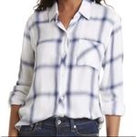 Rails  Shirt Small Hunter Plaid Flannel Button Up White Blue Coal Coastal Cozy Photo 0