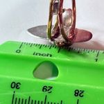 Tear Drop Shaped Faux Opal Fashion Ring Size 7 Silver Gold Colors Flower Accents Photo 2