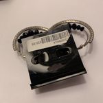 Silver Tone Hoop Earrings Pierced NWT Genuine Austrian Crystal Titanium Plating Photo 3