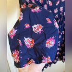 Volcom  Nevermore Navy Floral Button Up Long Sleeve Babydoll Dress Photo 8