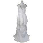 Mac Duggal Ieena for High Low Tiered Chiffon Gown White Size 6 Photo 2