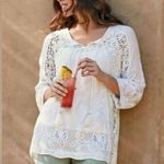 Soft Surroundings 2-pc white rosette lace crotchet embroidery boho top Large Photo 0