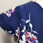 St. Tropez  Blue Floral Tiered Flutter Sleeve Blouse Size Large Photo 2