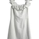 French Connection Flounce Ivory White Fitted Mini Dress Sorority Size 4 Coquette Photo 0