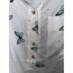 Butterfly Half Button Up XL Sheer Top Boho Preppy Swimsuit Coverup Lightweight White Photo 2