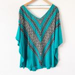 Vix Paula Hermanny Oversized V-Neck Swim Cover Up in Teal Photo 1