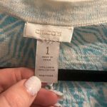 Chico's ✨ Pattern Teal Linen Blend Tie Front Sz 1 Cardigan✨ Photo 2