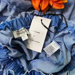 Unique Vintage NWT 1970s Chambray Ruffle Tiered Midi Skirt SMALL Photo 9