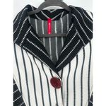 IC by Connie K Jacket Womens Medium Artsy Striped White Black Big Button USA Photo 2
