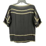 Diane Von Furstenberg  Shirt Womens 2 Black Gold Silk Sheer Blouse Top Party Glam Photo 2