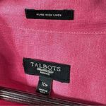 Talbots Irish Linen V Neck Button Up Shirt Watermelon Pink Petite 10 10P Photo 8