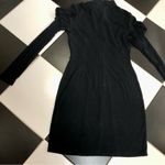 Dzhavael Couture Stretchy Mini Dress Long Sleeve Studded Beaded Unique European Black Size 10 Photo 8